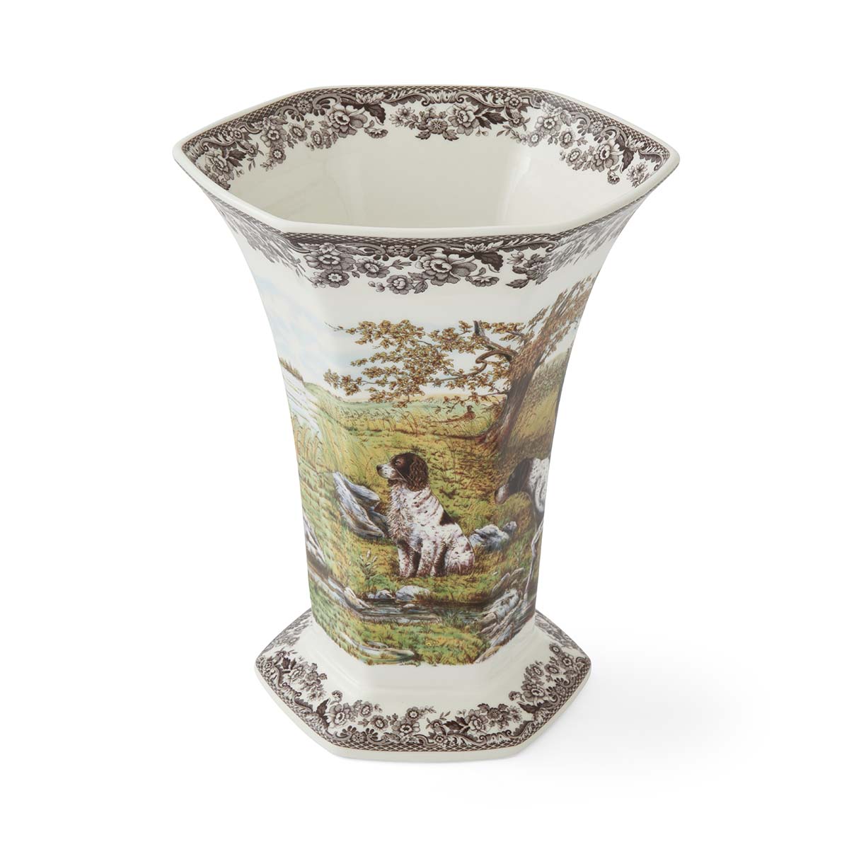 Woodland Hexagonal Vase, Hunting Dogs image number null